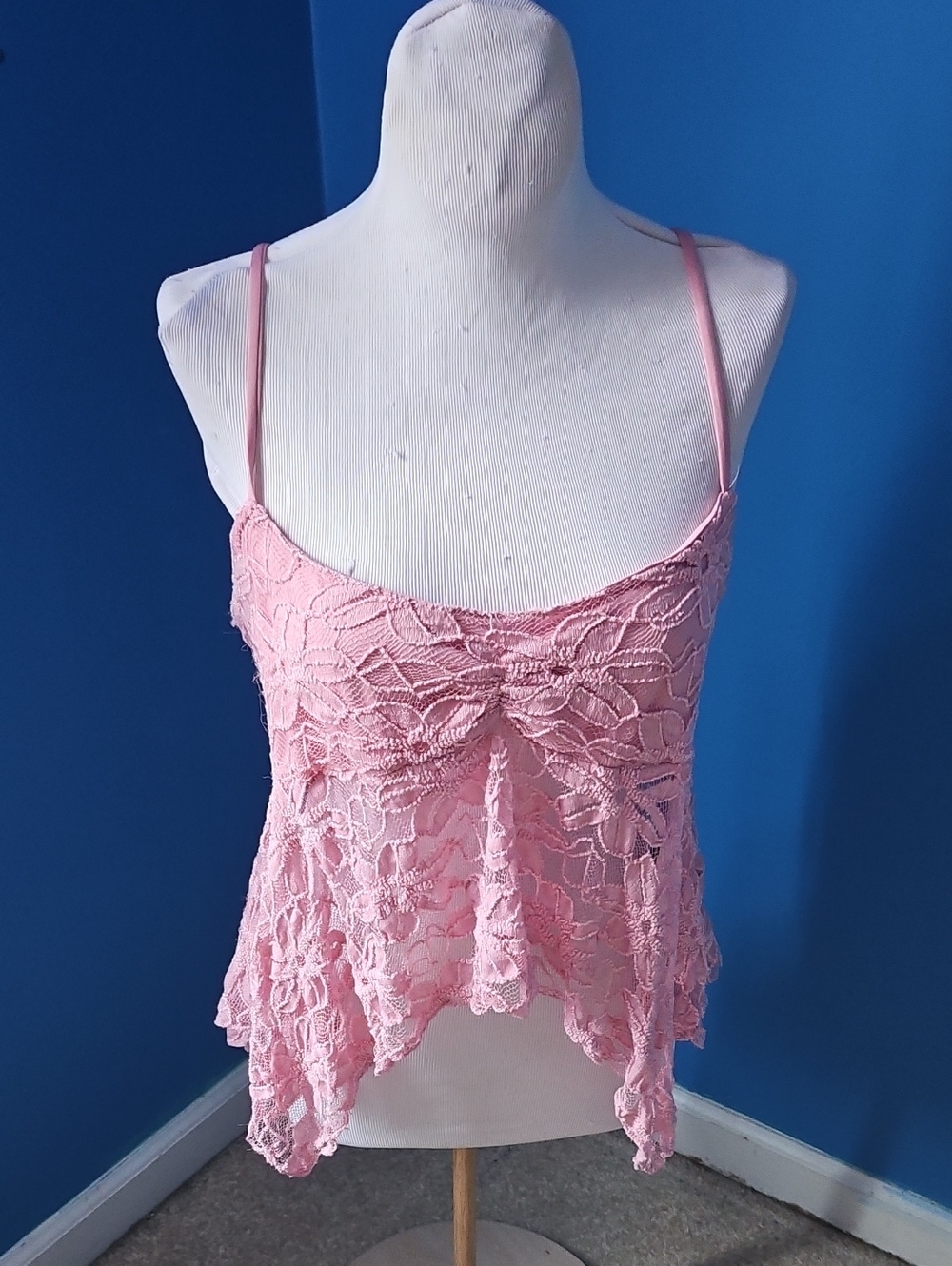 Pink Lace Spaghetti-Strap Women's Tank Top